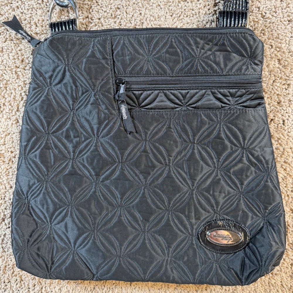 Donna Sharp Quilted Crossbody Bag Black Adjustable Strap purse tote womens‎